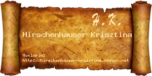 Hirschenhauser Krisztina névjegykártya
